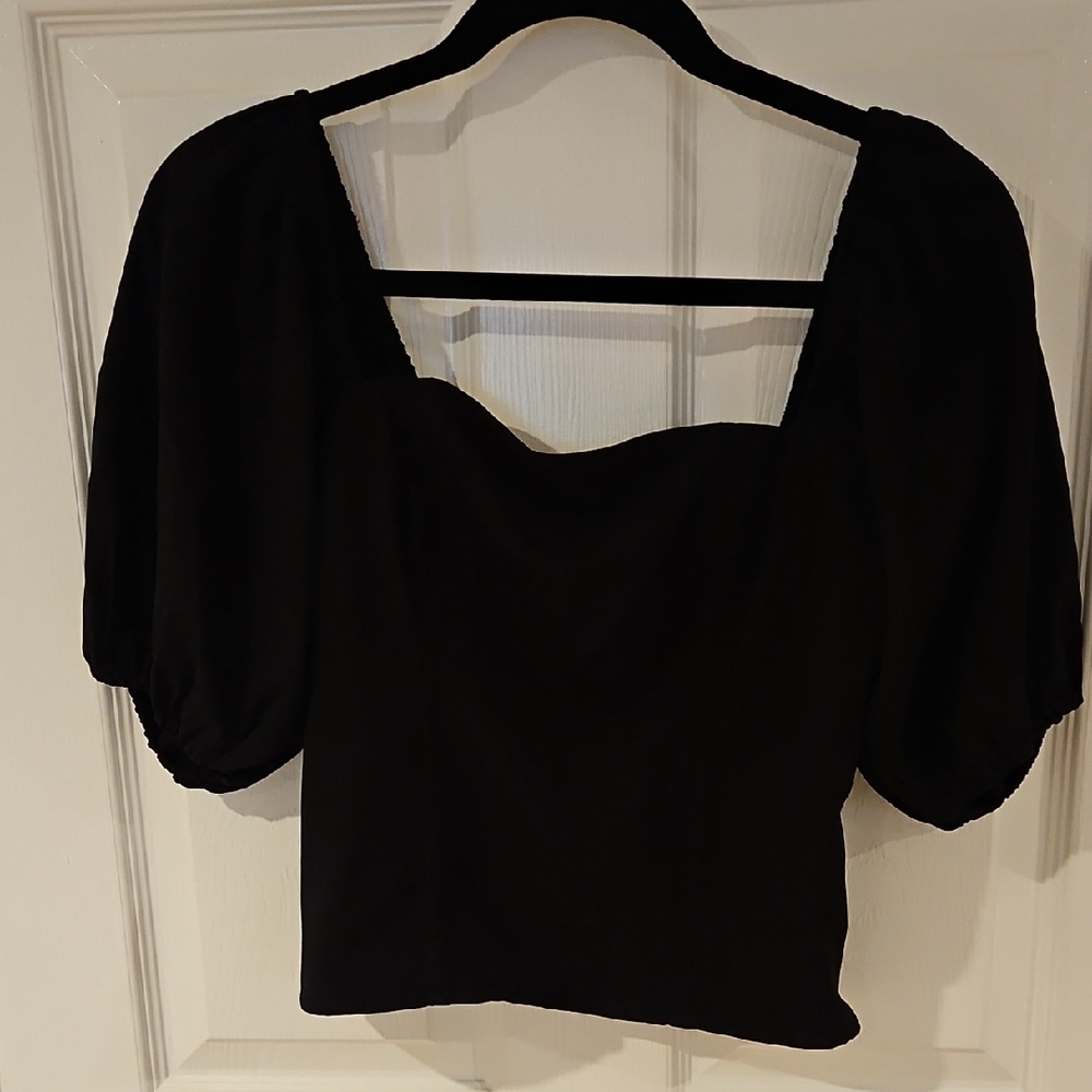 Abercrombie & Fitch Black Puff Sleeve Blouse